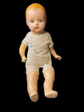 1930s Horsman Composition Baby Doll Sleep Wake Eyes 19"‎ Cloth Body